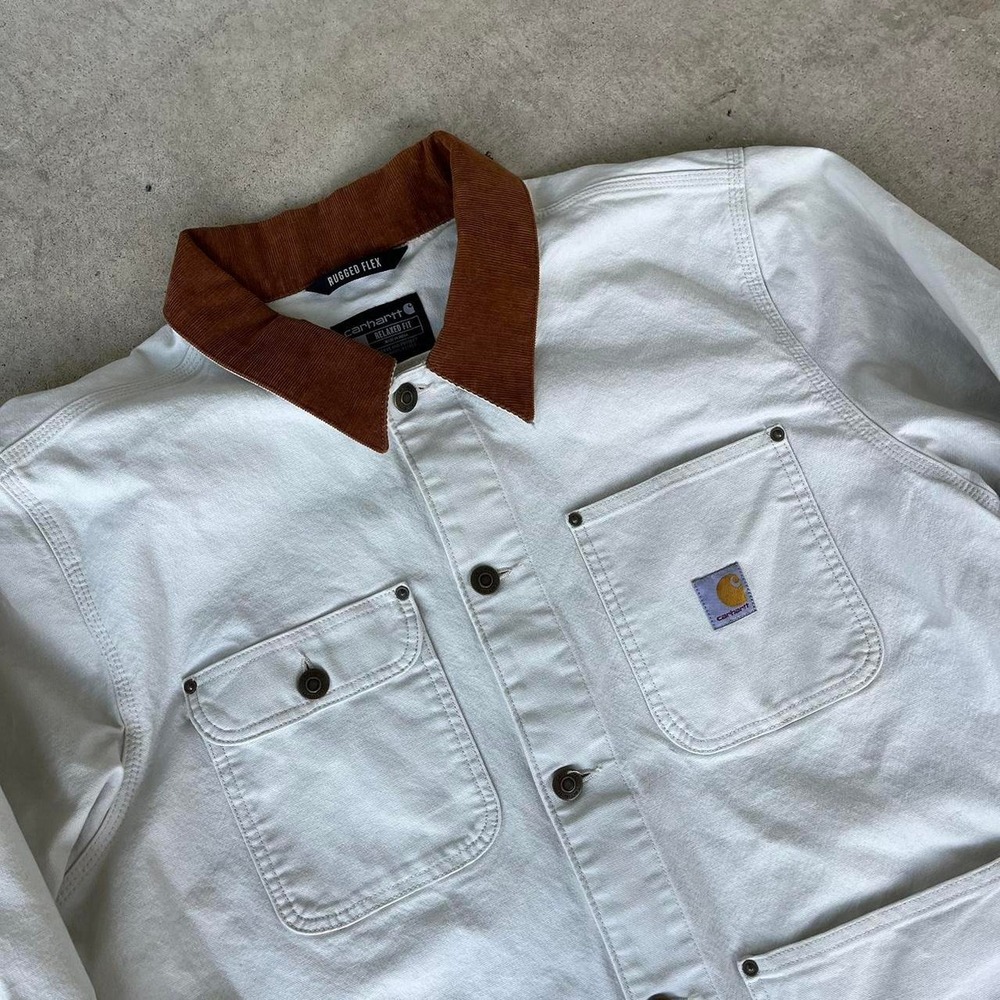 2010s Carhartt WIP Beige Chore Jacket size XL - Picture 2 of 4